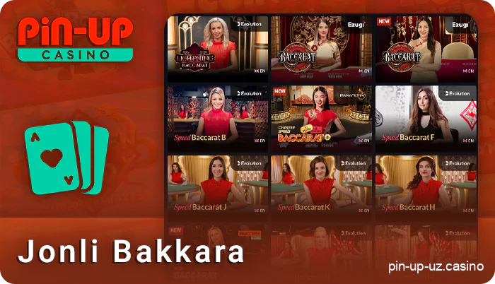 Jonli bakkarat o'yinlarini PIN up O'zbekistonda o'ynang
